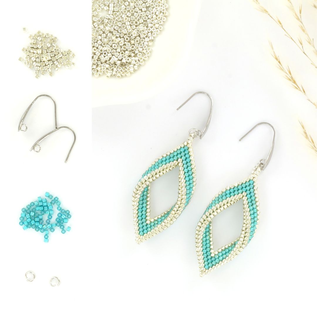 Extra pictures DIY kit twisted earrings - aqua and silver